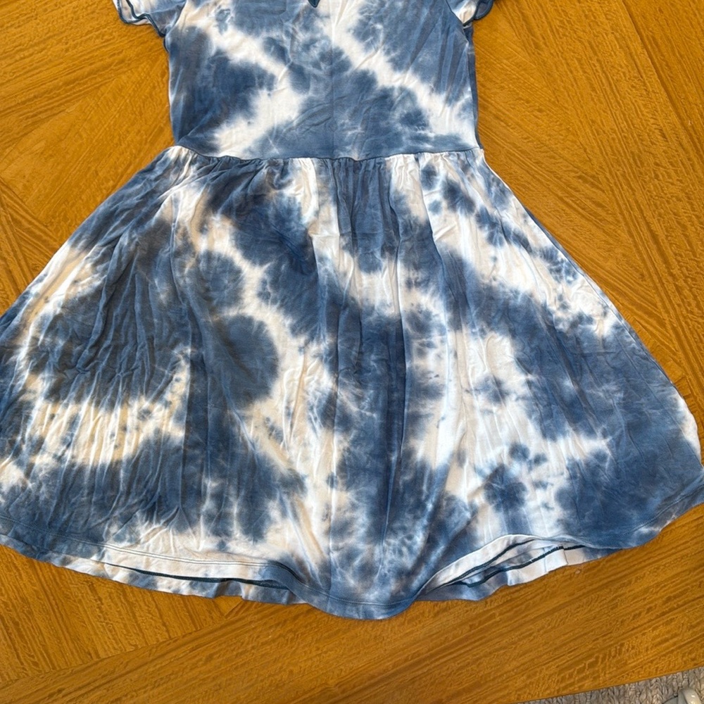 Blue and White Tie-Dye Kids Dress